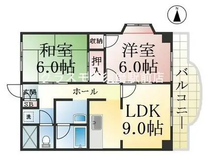 ドリーム寺池(2LDK/2階)の間取り写真