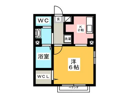 ボン・ルルベ(1K/2階)の間取り写真