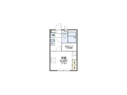 レオパレスリバーフィールド(1K/1階)の間取り写真