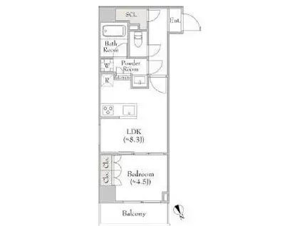 ルミーク関内II(1LDK/2階)の間取り写真