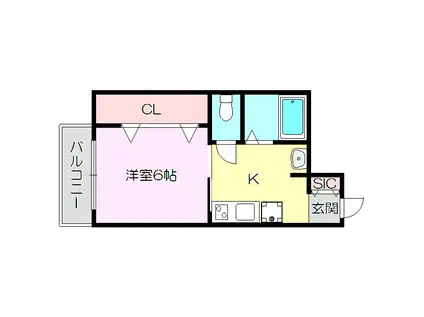 KOKOMOJ.S豊新(1K/3階)の間取り写真