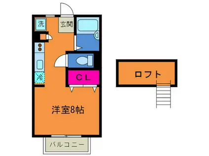 パセオ朋栄I(ワンルーム/2階)の間取り写真
