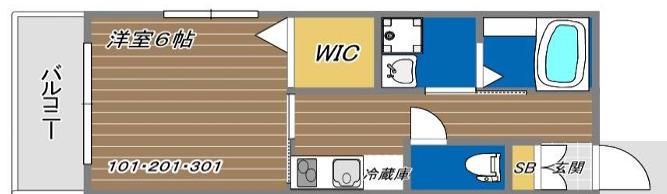 WING湊川公園(1K/2階)の間取り写真