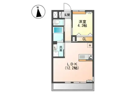 オラデルメーゼ(1LDK/2階)の間取り写真