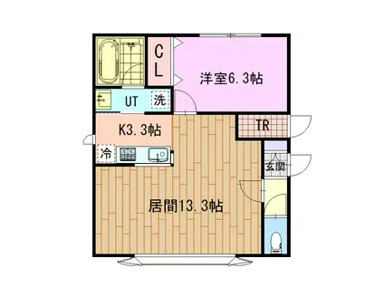 ファミリーテイズB(1LDK/1階)の間取り写真