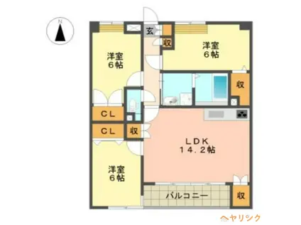セレニティキフネ(3LDK/1階)の間取り写真