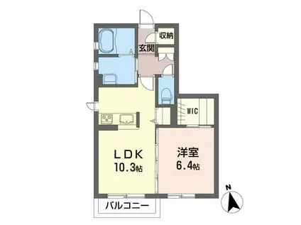 パーメソッド(1LDK/1階)の間取り写真