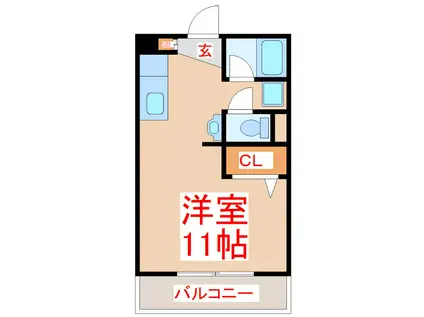 アクアガーデンパレス(ワンルーム/2階)の間取り写真