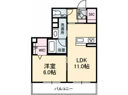 アブニールS(1LDK/2階)の間取り写真