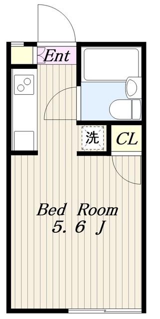 グランドヒル岡上B(1K/1階)の間取り写真