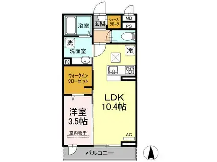 イーストナイン(1LDK/3階)の間取り写真