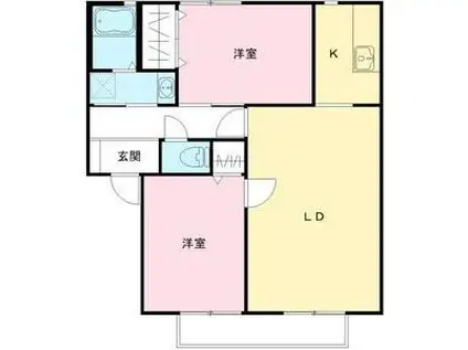 ペティヴィラY(2LDK/2階)の間取り写真