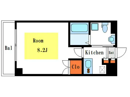 ウエスト VINE(1K/9階)の間取り写真