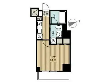 パークハビオ戸越(1K/1階)の間取り写真