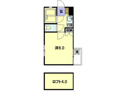 パークサイドひらの(1K/2階)の間取り写真