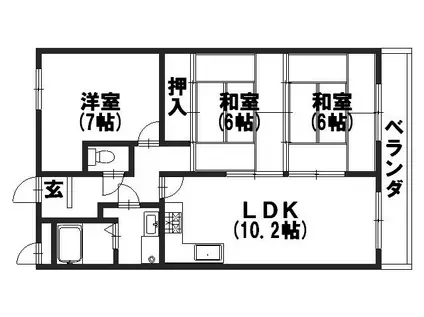 ヴィーヴル長岡京(3LDK/1階)の間取り写真