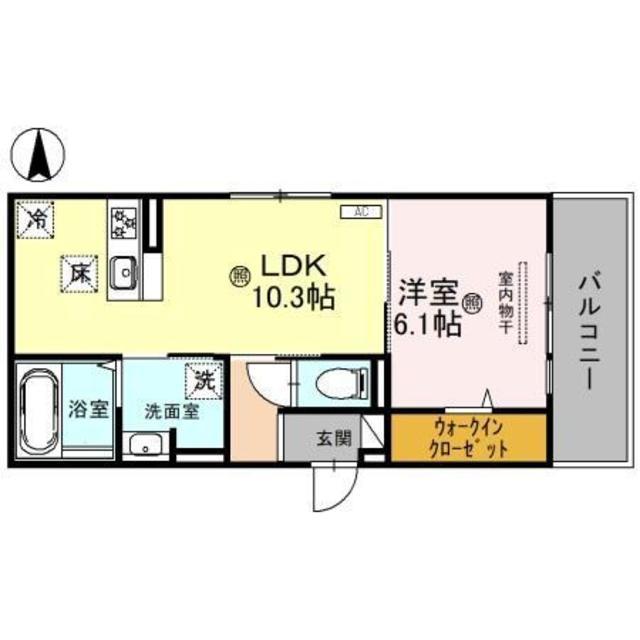 マハナハイツ(1LDK/2階)の間取り写真