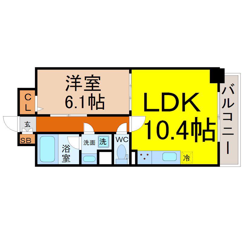 AURUM(1LDK/7階)の間取り写真