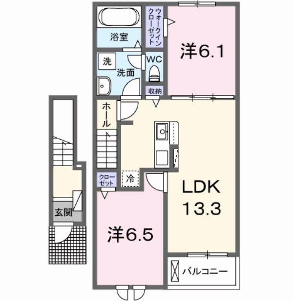 ソレイユ HAS(2LDK/2階)の間取り写真
