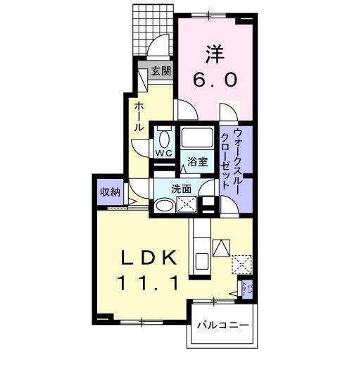 アリエールI(1LDK/1階)の間取り写真