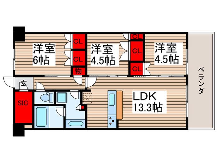 スカイグランデ津田沼(3LDK/5階)の間取り写真