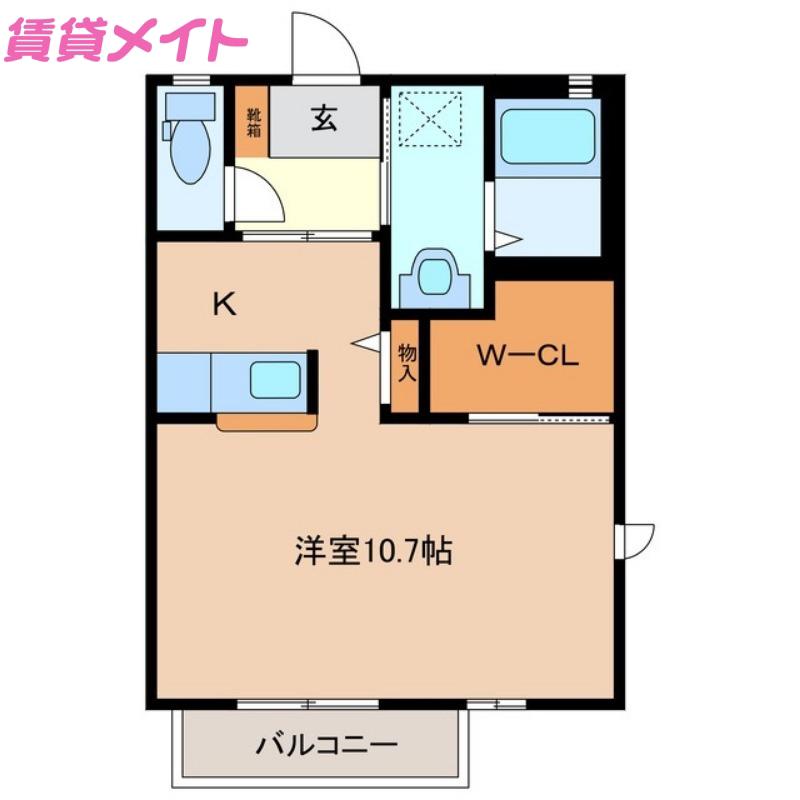 MA・CHERIE C棟(ワンルーム/2階)の間取り写真