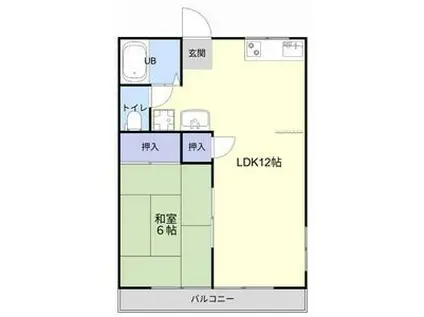 グランパス B(1LDK/2階)の間取り写真