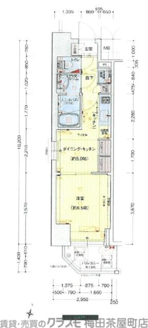 プレサンス江戸堀(1DK/9階)の間取り写真