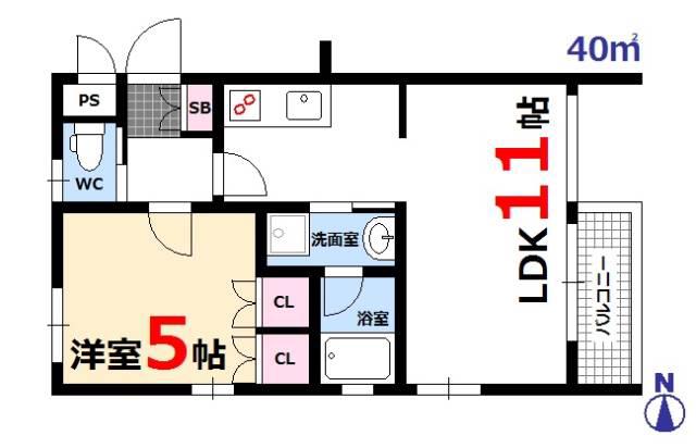NSコート(1LDK/2階)の間取り写真