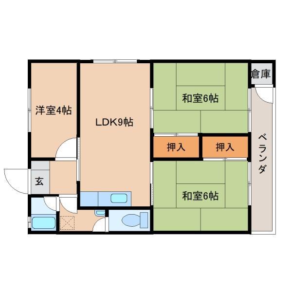 リビングハイツ高城A(3LDK/4階)の間取り写真