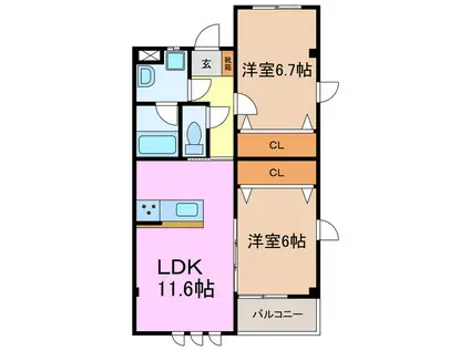 リッツハウス(2LDK/3階)の間取り写真