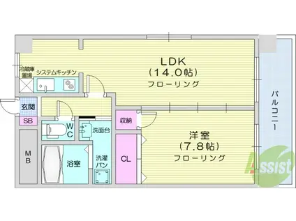 パームクレスト高森(1LDK/4階)の間取り写真