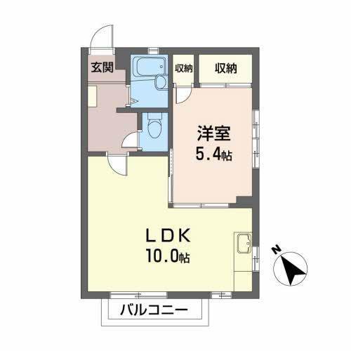 ボンエスポアールE(1LDK/1階)の間取り写真