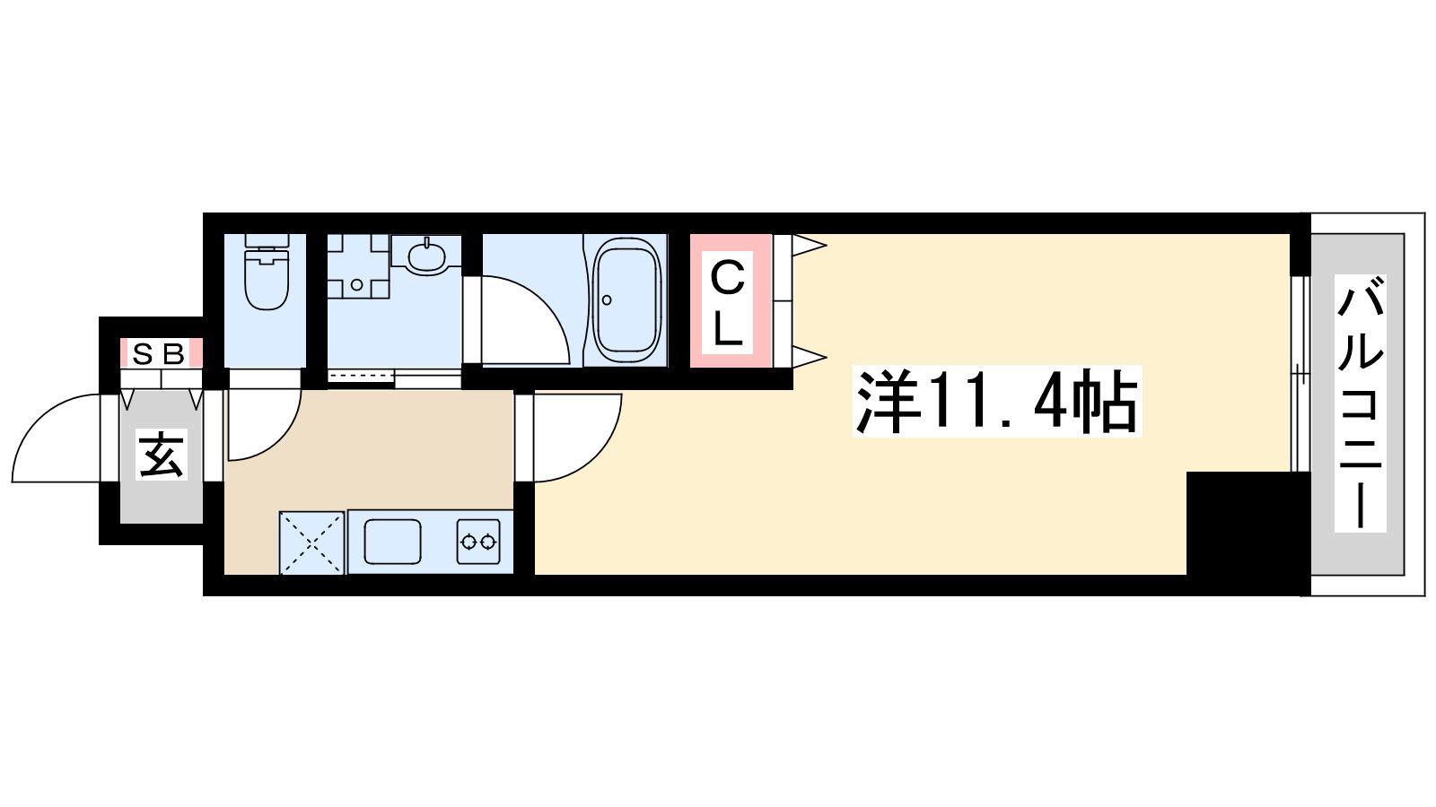 ルーエ江坂(1K/3階)の間取り写真
