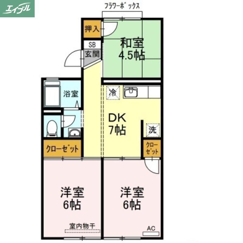 パレーシャル藤原A(3DK/1階)の間取り写真