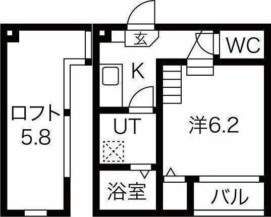 カーサ・コンフォルト東仙台(1K/1階)の間取り写真