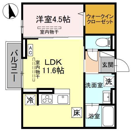 D-TOJO(1LDK/1階)の間取り写真