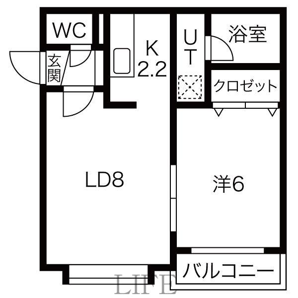 ホワイトハウス(1LDK/2階)の間取り写真
