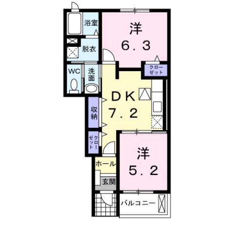 フォーリスト・NB(2DK/1階)の間取り写真