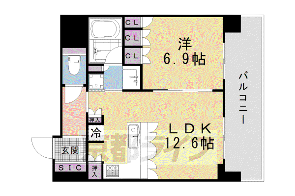 リーガル京都御所西V(1LDK/3階)の間取り写真