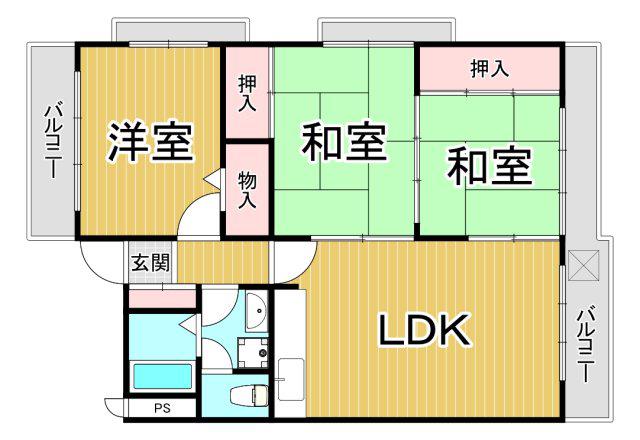 リョウジュ名次(3LDK/3階)の間取り写真