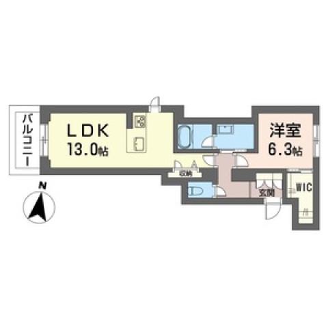 サティス・ヴィータ(1LDK/2階)の間取り写真