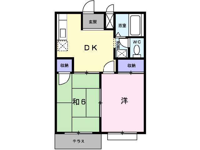 東府屋ハイツ(2DK/1階)の間取り写真