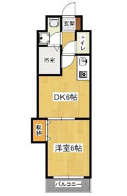 エクセルコート(1DK/2階)の間取り写真