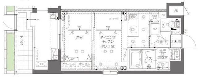 ZOOM新宿西落合(1DK/1階)の間取り写真