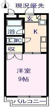 Yマンション(1K/4階)の間取り写真