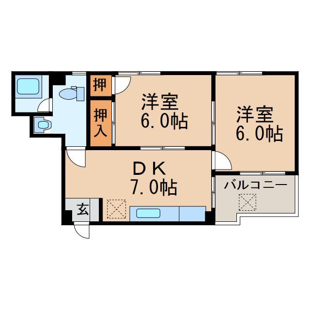 泉ハイツ(2DK/3階)の間取り写真