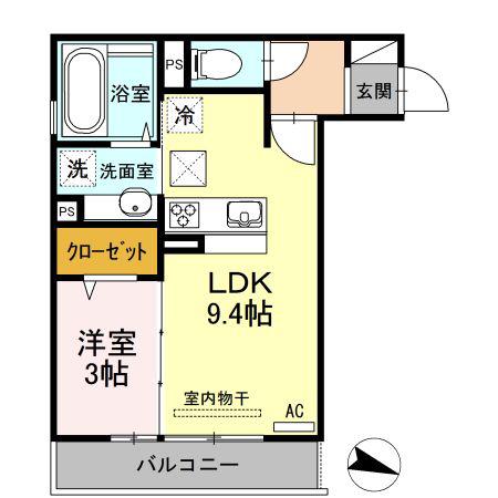 アイクレスト下関駅(1LDK/1階)の間取り写真