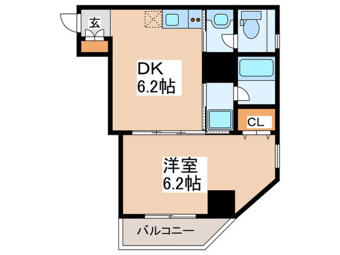 APRECIOUS NAMBA サウス(1DK/2階)の間取り写真