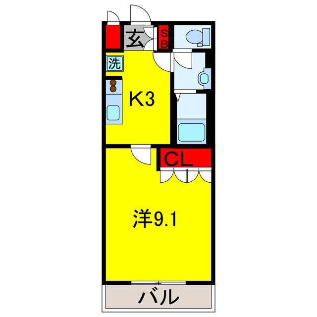 ウィングコート(1K/2階)の間取り写真